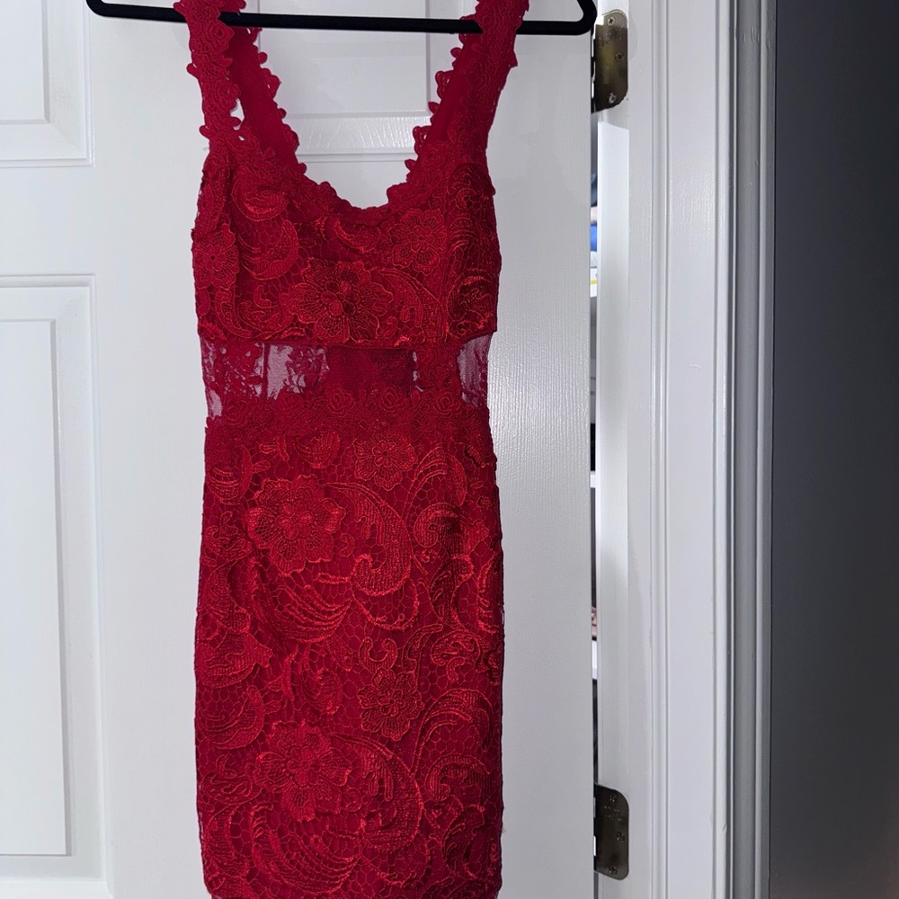 Elegant Red Lace Dress
